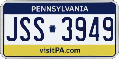 PA license plate JSS3949