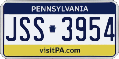 PA license plate JSS3954
