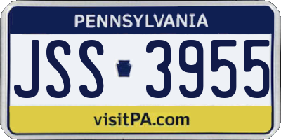 PA license plate JSS3955