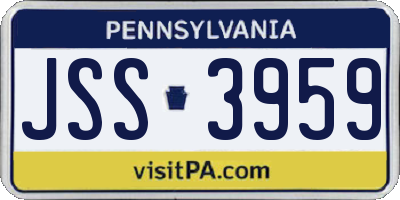 PA license plate JSS3959