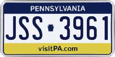 PA license plate JSS3961