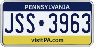 PA license plate JSS3963