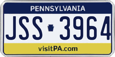 PA license plate JSS3964