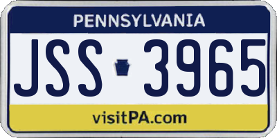 PA license plate JSS3965
