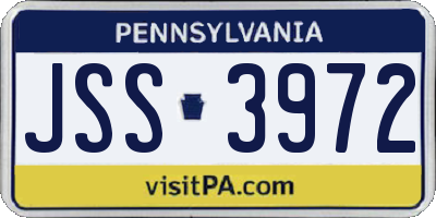PA license plate JSS3972