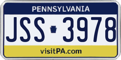 PA license plate JSS3978