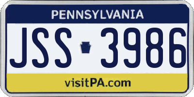 PA license plate JSS3986