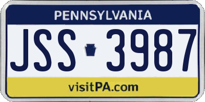 PA license plate JSS3987