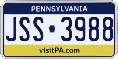 PA license plate JSS3988