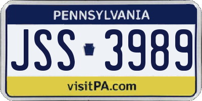 PA license plate JSS3989