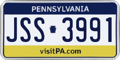 PA license plate JSS3991