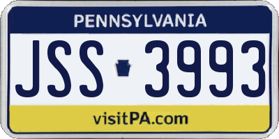 PA license plate JSS3993