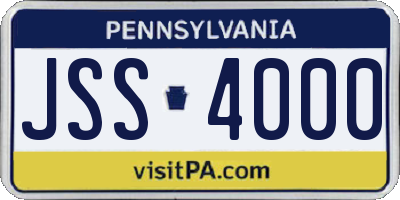 PA license plate JSS4000
