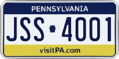 PA license plate JSS4001