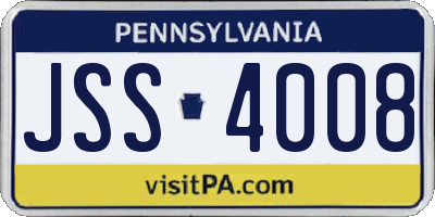 PA license plate JSS4008