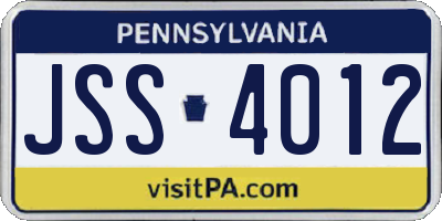 PA license plate JSS4012