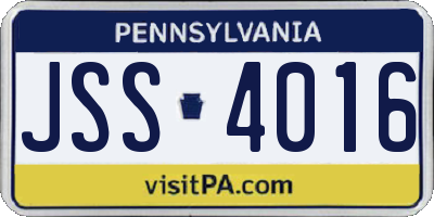 PA license plate JSS4016