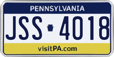 PA license plate JSS4018