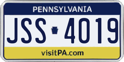 PA license plate JSS4019