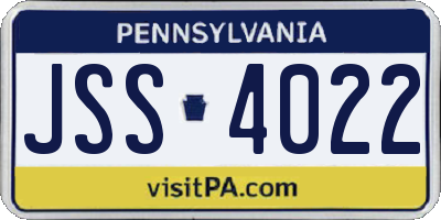 PA license plate JSS4022