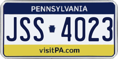 PA license plate JSS4023