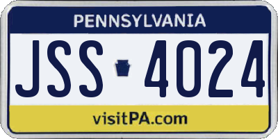 PA license plate JSS4024