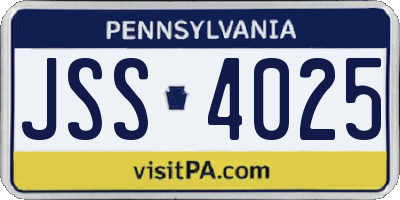 PA license plate JSS4025
