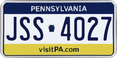 PA license plate JSS4027