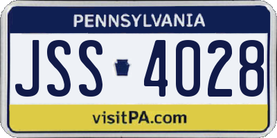 PA license plate JSS4028