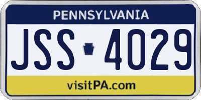 PA license plate JSS4029