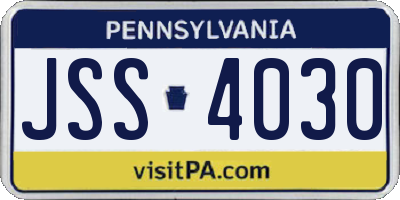 PA license plate JSS4030