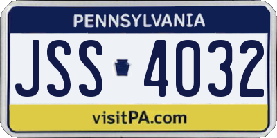 PA license plate JSS4032