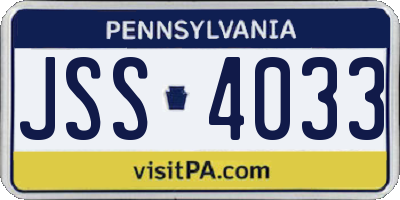 PA license plate JSS4033