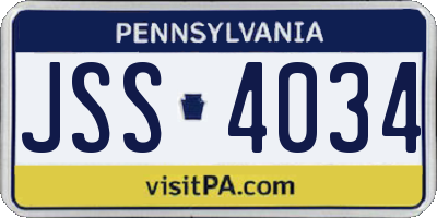 PA license plate JSS4034