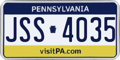 PA license plate JSS4035