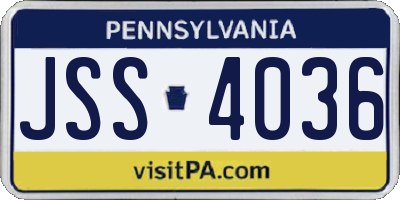 PA license plate JSS4036