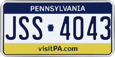 PA license plate JSS4043