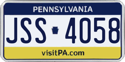 PA license plate JSS4058