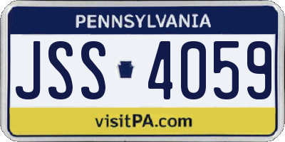PA license plate JSS4059