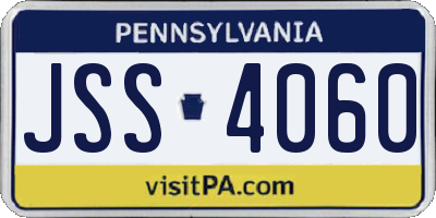 PA license plate JSS4060