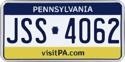 PA license plate JSS4062