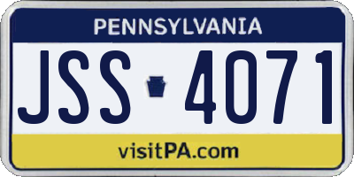 PA license plate JSS4071