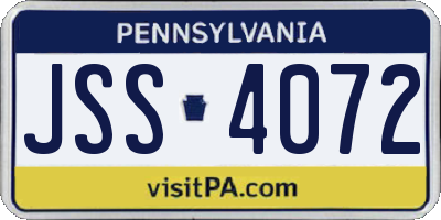 PA license plate JSS4072