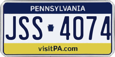 PA license plate JSS4074