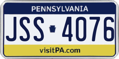 PA license plate JSS4076