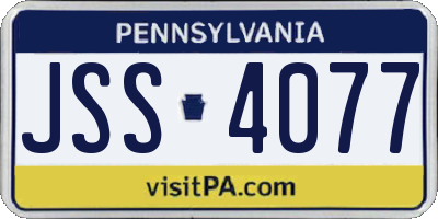 PA license plate JSS4077