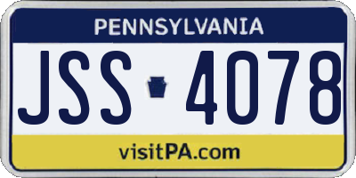 PA license plate JSS4078