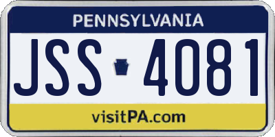 PA license plate JSS4081