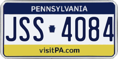 PA license plate JSS4084