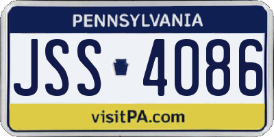 PA license plate JSS4086